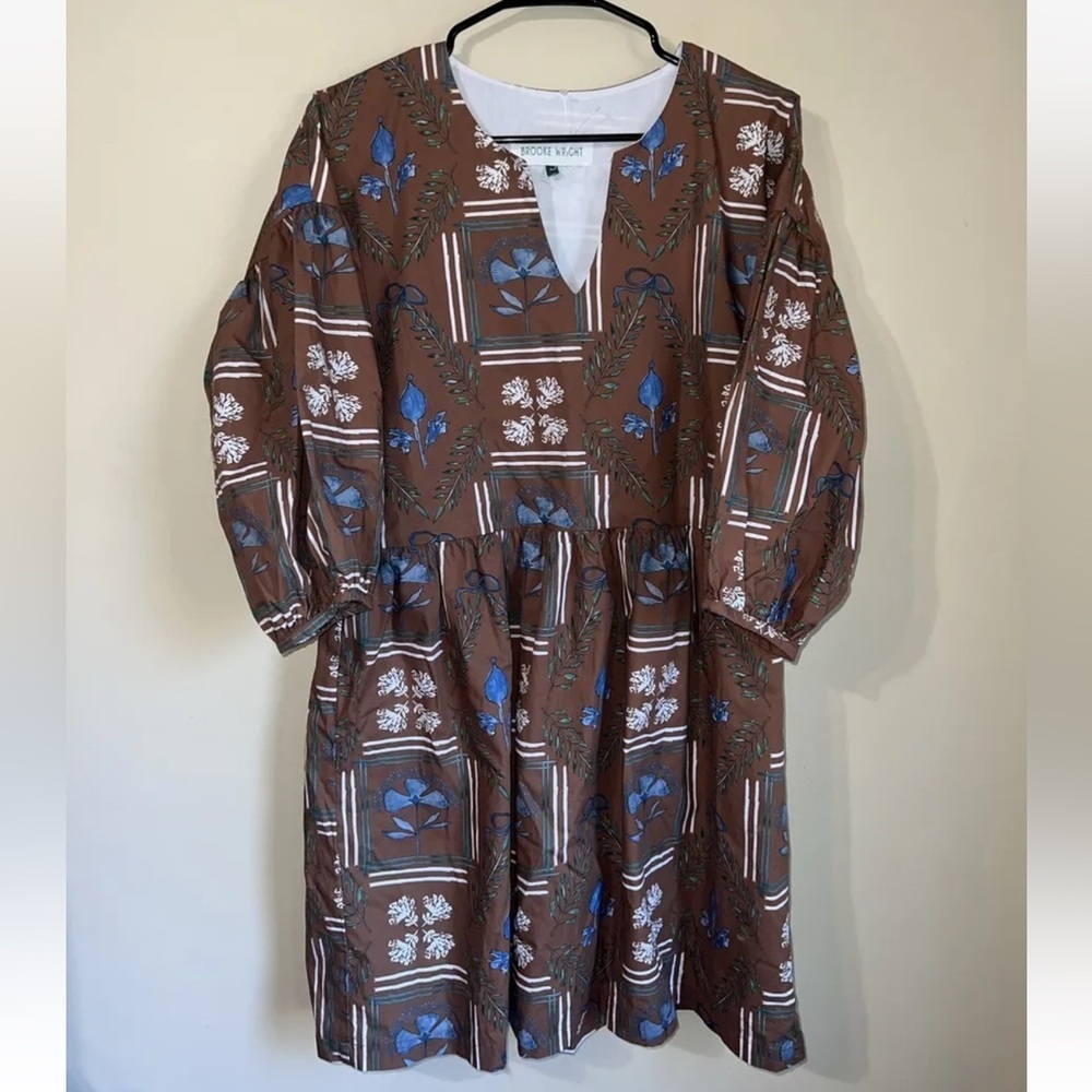 Brooklyn Kincaid Brown Floral Print Mini Dress